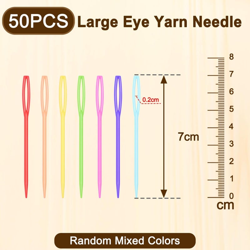 ManTangSun 50 Count 7cm(2-3/4 inch) Plastic Yarn Needles for Kids, Large Eye Sewing Crochet Needle for Yarn Amigurimi Darning Tapestry Plastic Canvas Needle DIY Sewing Needles Crafts, Assorted Colors - Image 2